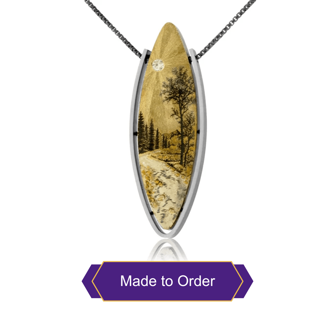 Afternoon Hike in the Mountains Silver, 14K Gold, & Nugget Gold Aspen Grove Pendant - Park City Jewelers