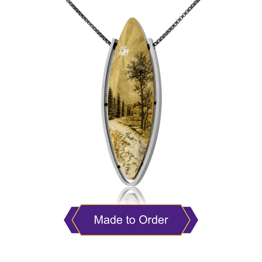 Afternoon Hike in the Mountains Silver, 14K Gold, & Nugget Gold Aspen Grove Pendant - Park City Jewelers