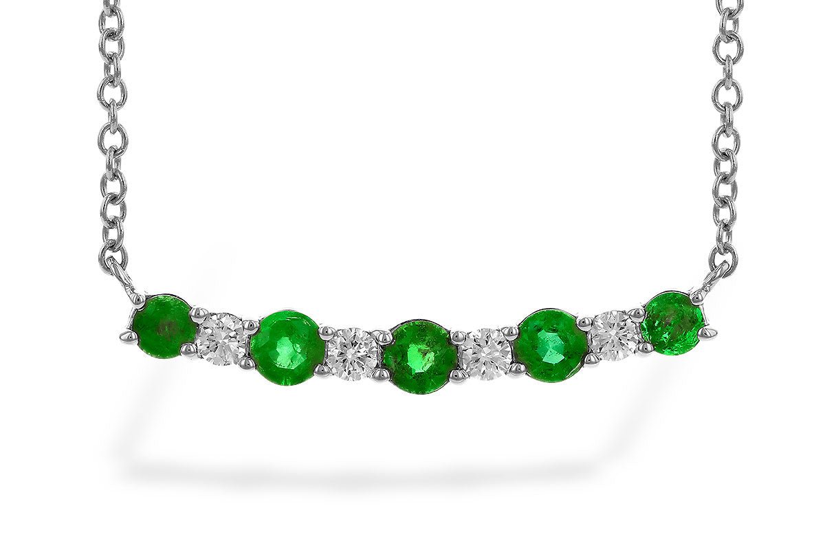 Alternating Diamond & Green Emerald Horizontal Bar Necklace - Park City Jewelers