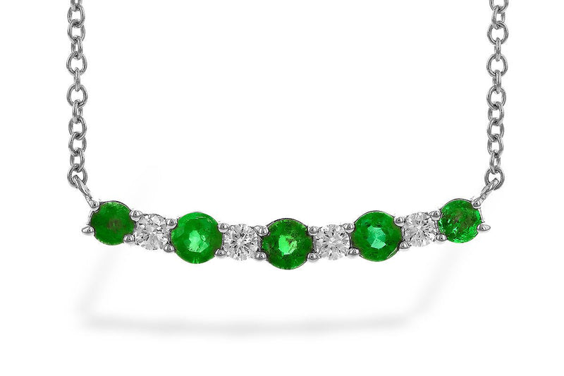 Alternating Diamond & Green Emerald Horizontal Bar Necklace - Park City Jewelers