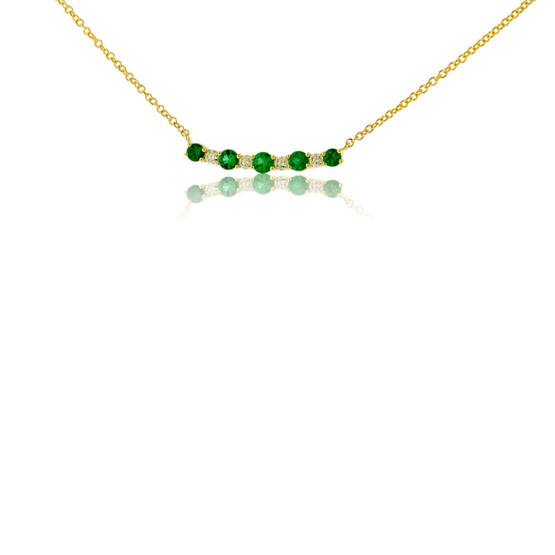 Alternating Diamond & Green Emerald Horizontal Bar Necklace - Park City Jewelers