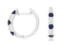 Alternating Diamond & Sapphire Hoop Earrings - Park City Jewelers