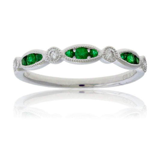 Alternating Emerald & Diamond Band - Park City Jewelers