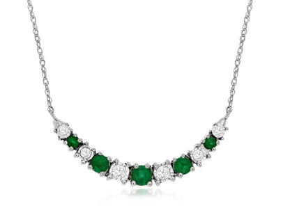 Alternating Emerald & Diamond Curved Bar Necklace - Park City Jewelers
