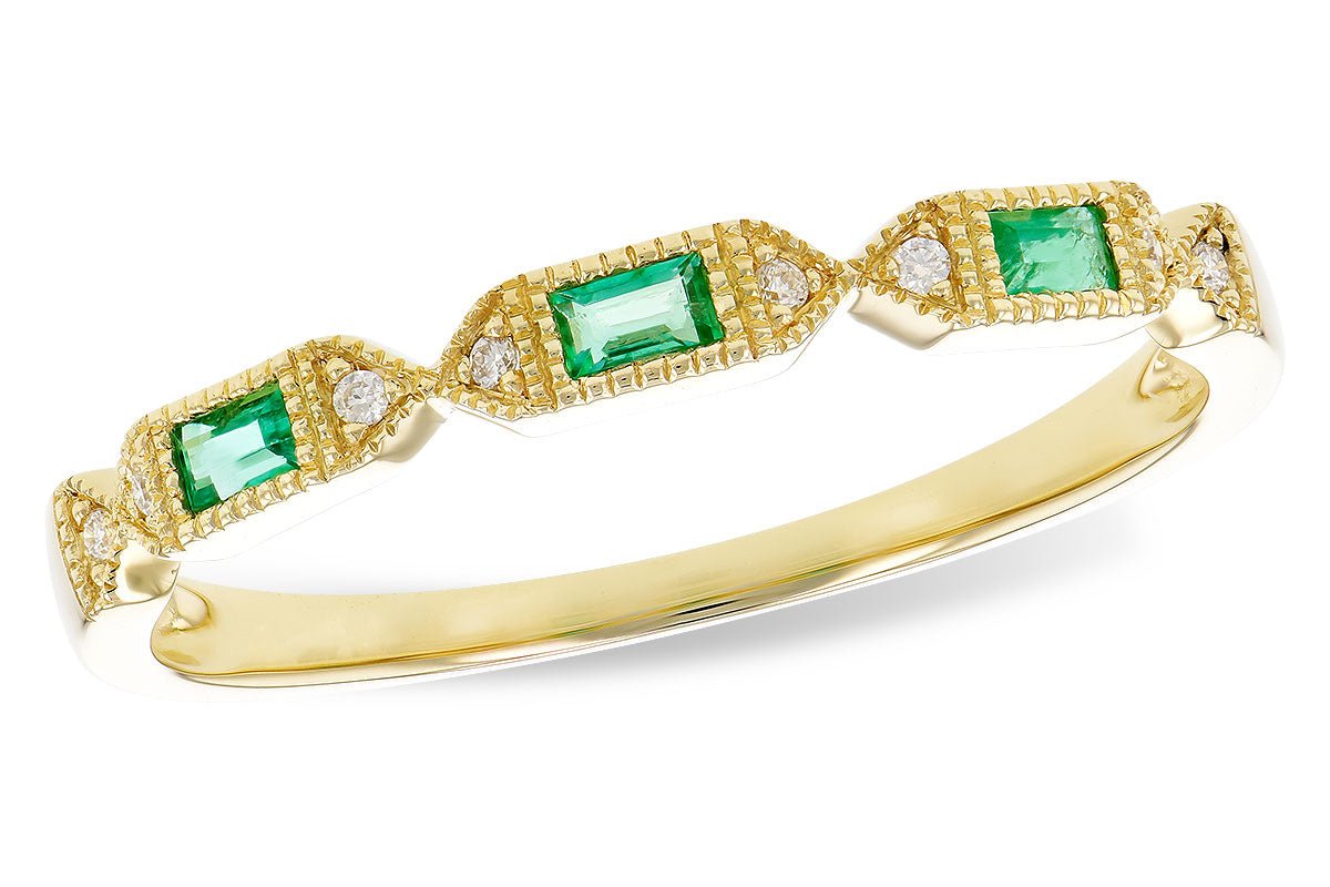 Alternating Emerald & Diamond Milgrain Style Ring - Park City Jewelers