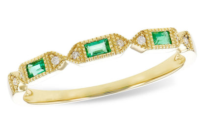 Alternating Emerald & Diamond Milgrain Style Ring - Park City Jewelers