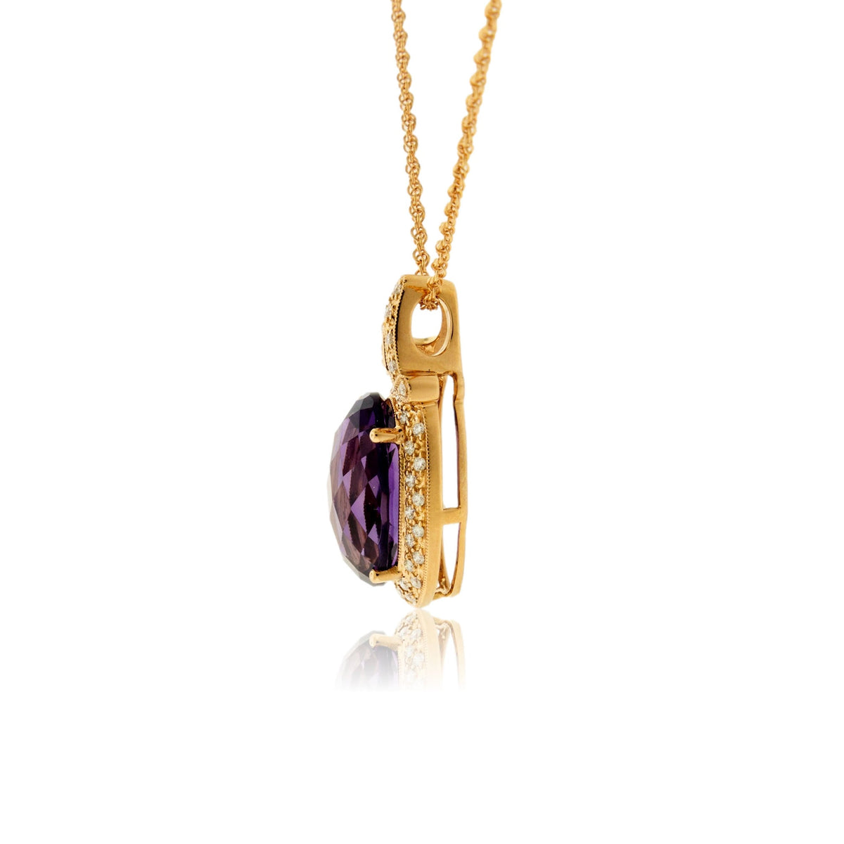 Amethyst and Diamond Halo Style Pendant - Park City Jewelers