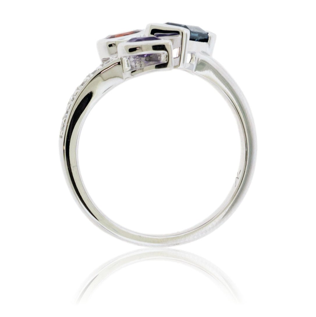 Amethyst, Garnet, & Blue Topaz Ring with Diamond Accents - Park City Jewelers