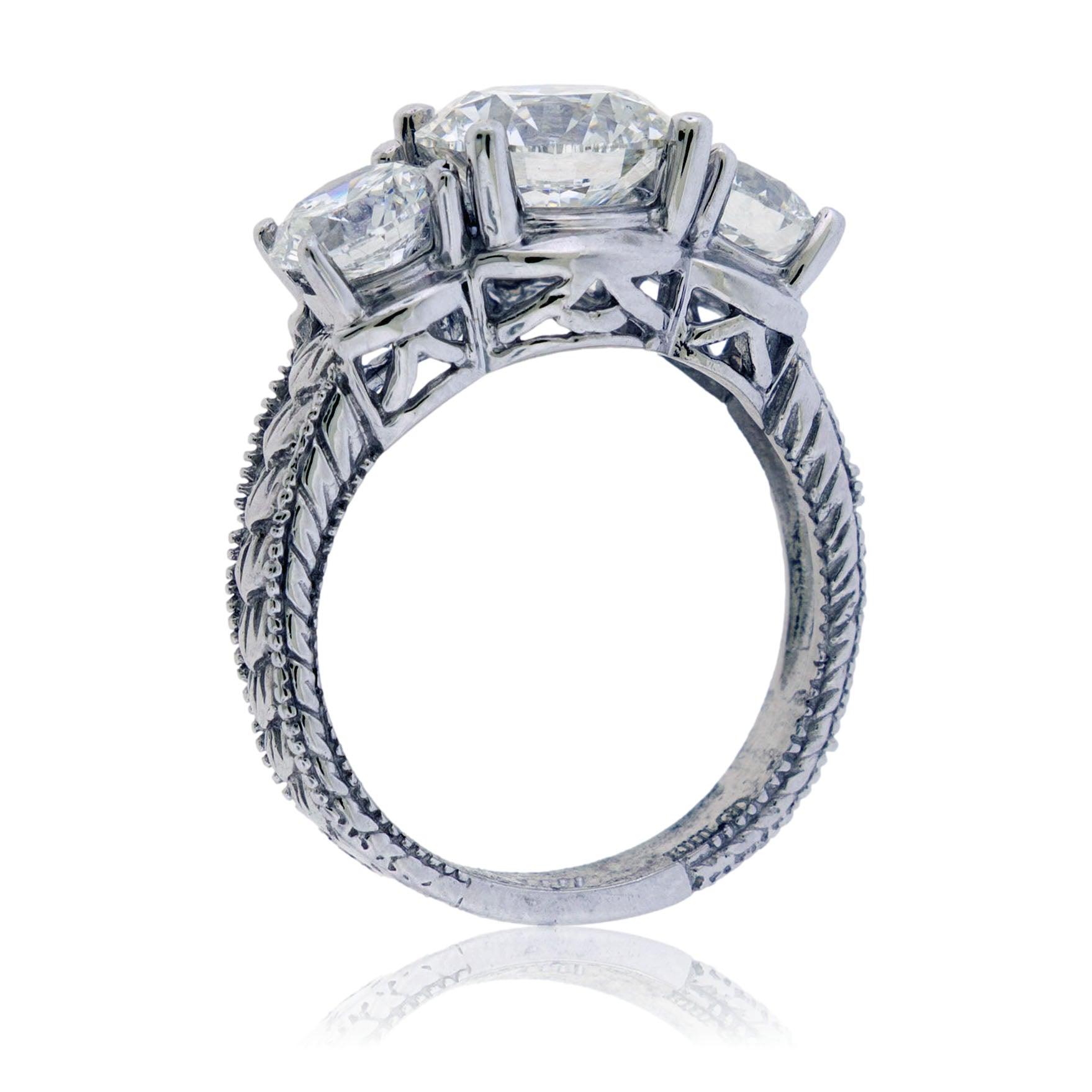 Antique Style Three Stone Lab Grown Diamond Ring - Park City Jewelers