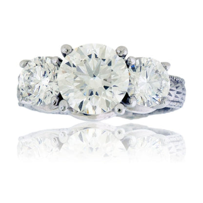 Antique Style Three Stone Lab Grown Diamond Ring - Park City Jewelers