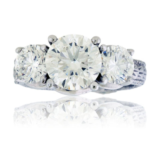 Antique Style Three Stone Lab Grown Diamond Ring - Park City Jewelers
