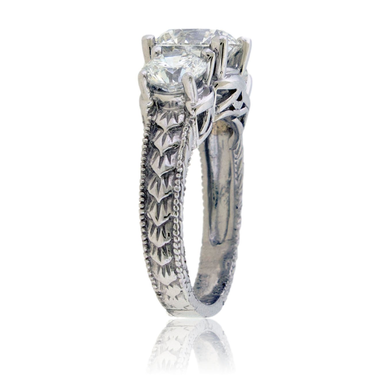 Antique Style Three Stone Lab Grown Diamond Ring - Park City Jewelers