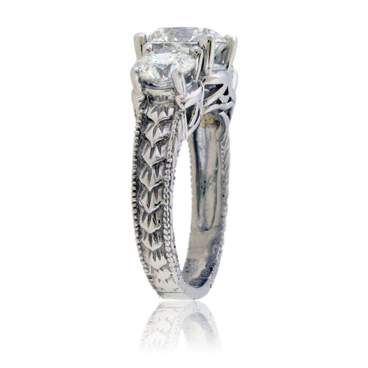 Antique Style Three Stone Lab Grown Diamond Ring - Park City Jewelers