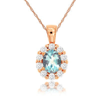 Aquamarine & Diamond Classic Halo Pendant - Park City Jewelers