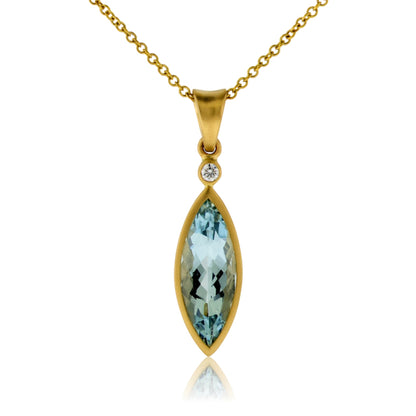 Aquamarine Marquise Bezel Pendant - Park City Jewelers