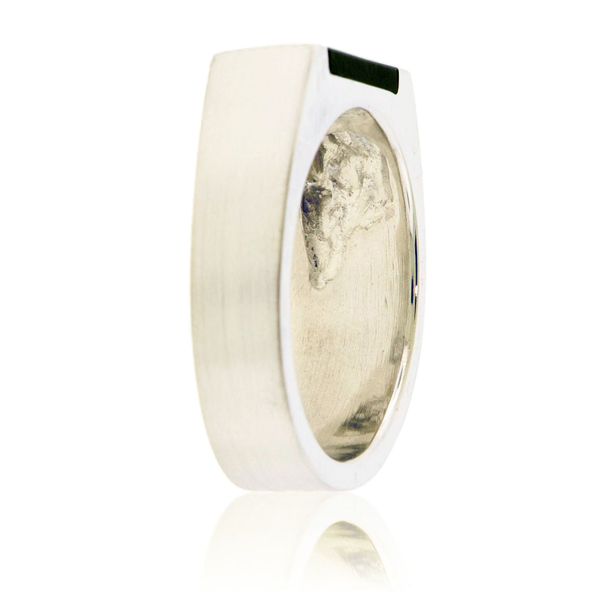 Asymmetric Style Simple Inlay Ring in Sterling Silver - Park City Jewelers
