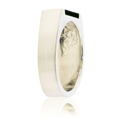 Asymmetric Style Simple Inlay Ring in Sterling Silver - Park City Jewelers