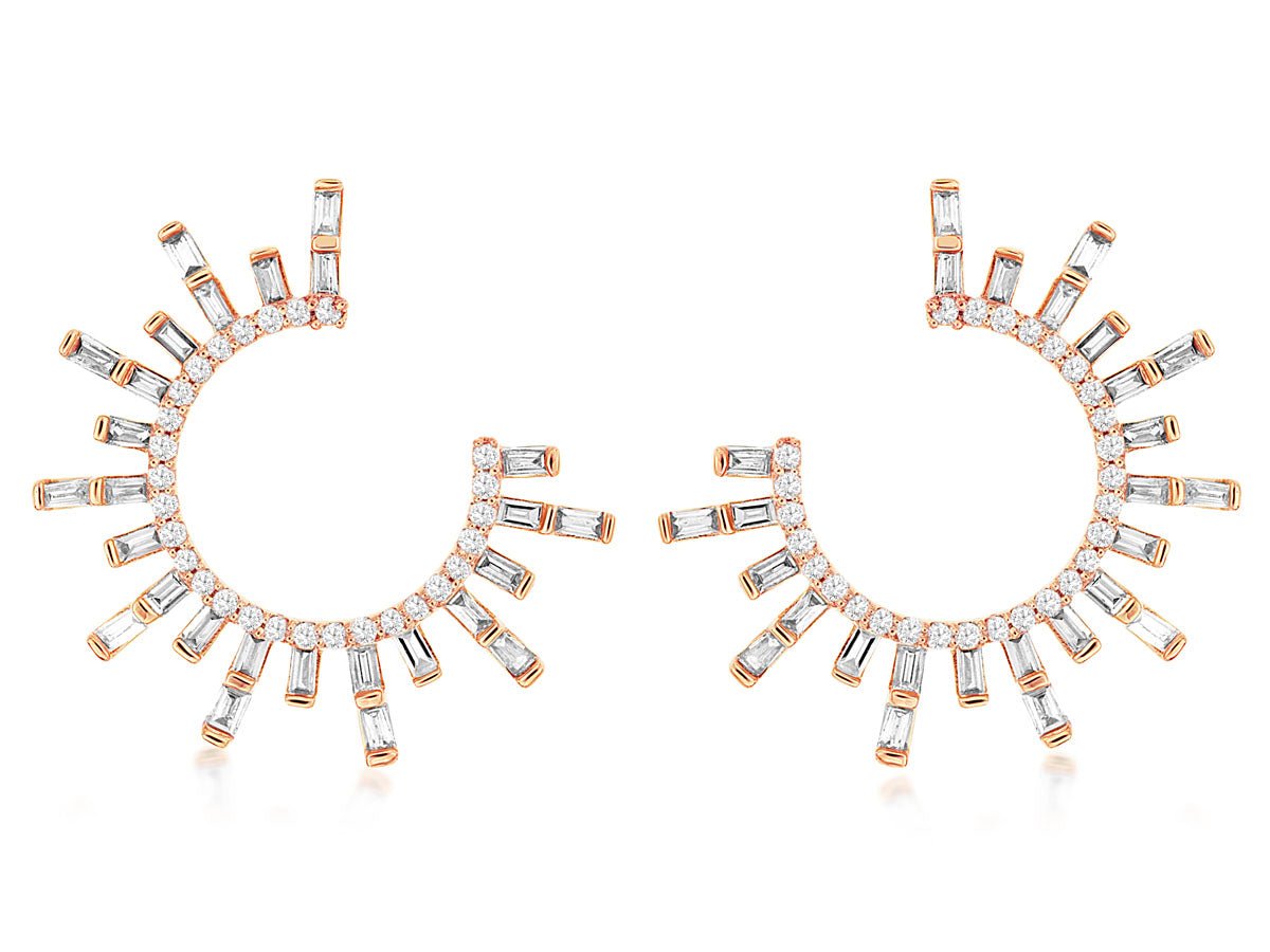 Baguette Diamond Rising Sun Earrings - Park City Jewelers