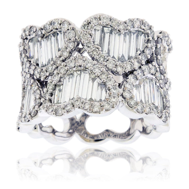 Baguette & Round Diamond Cluster Heart Style Ring - Park City Jewelers