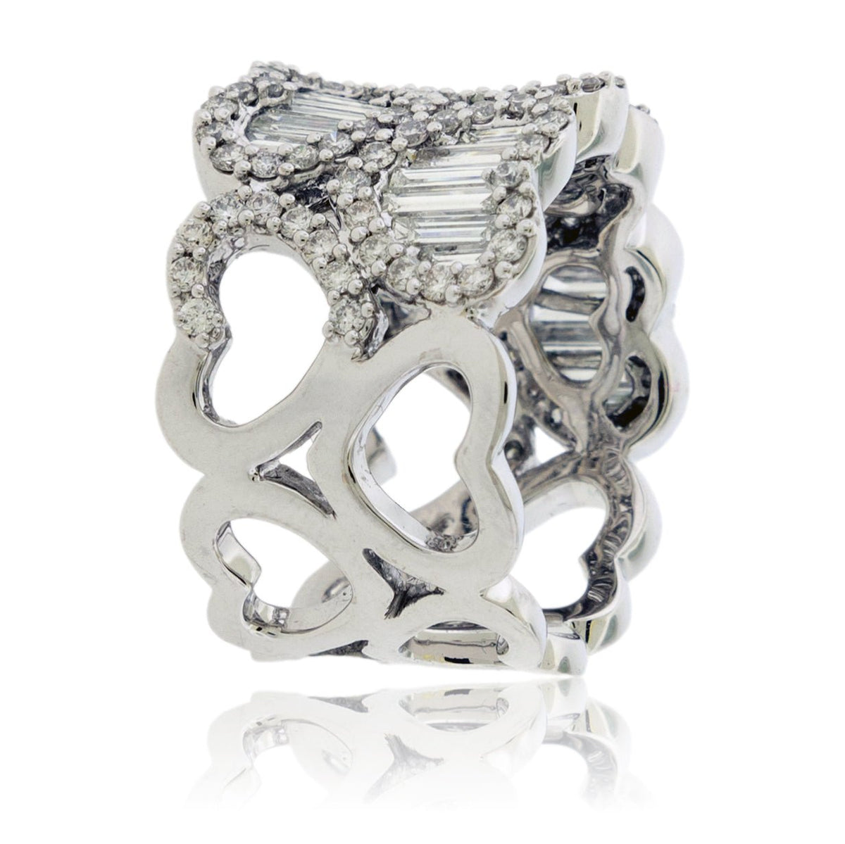 Baguette & Round Diamond Cluster Heart Style Ring - Park City Jewelers