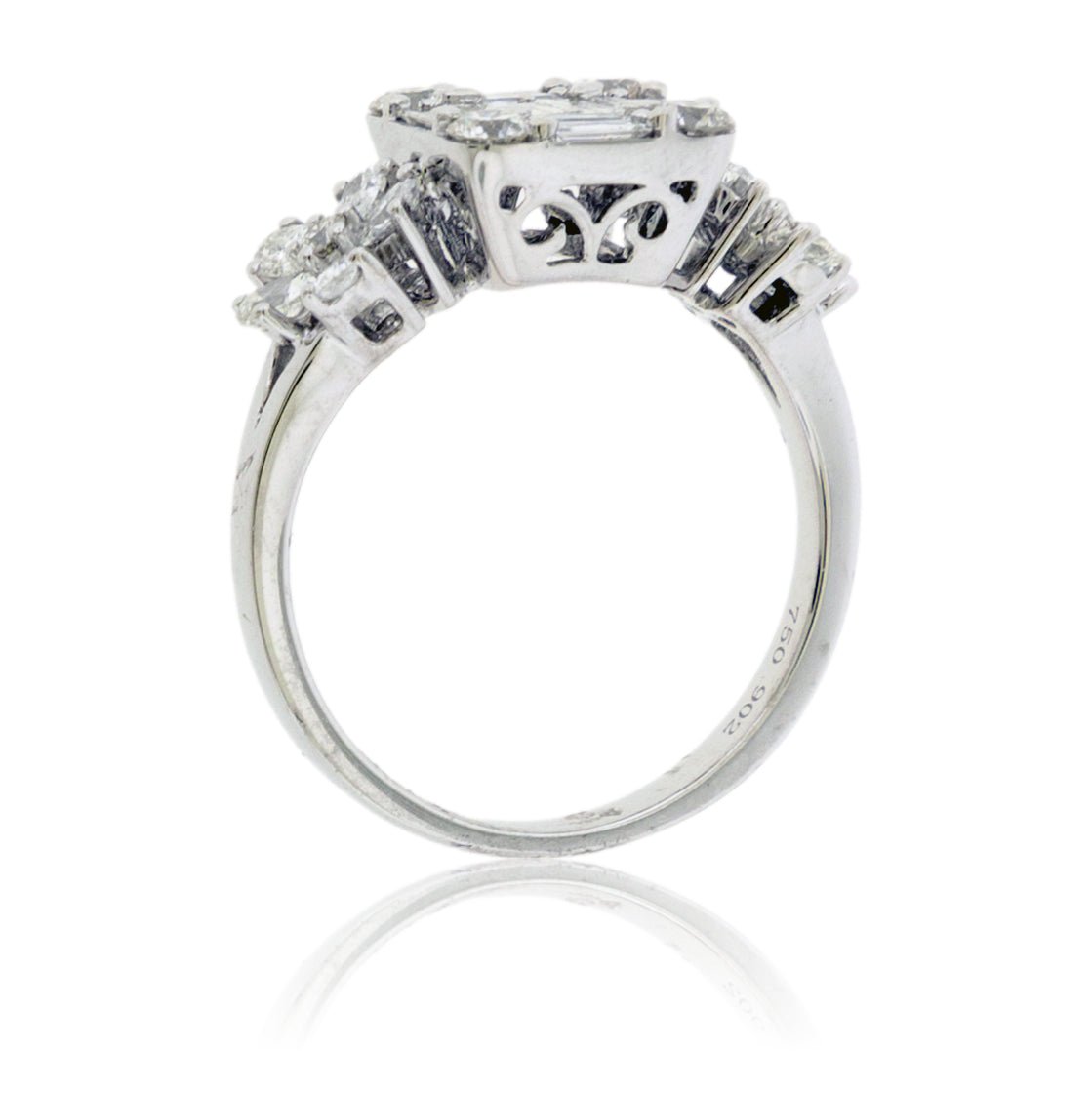 Baguette & Round Diamond Cluster Style Ring - Park City Jewelers