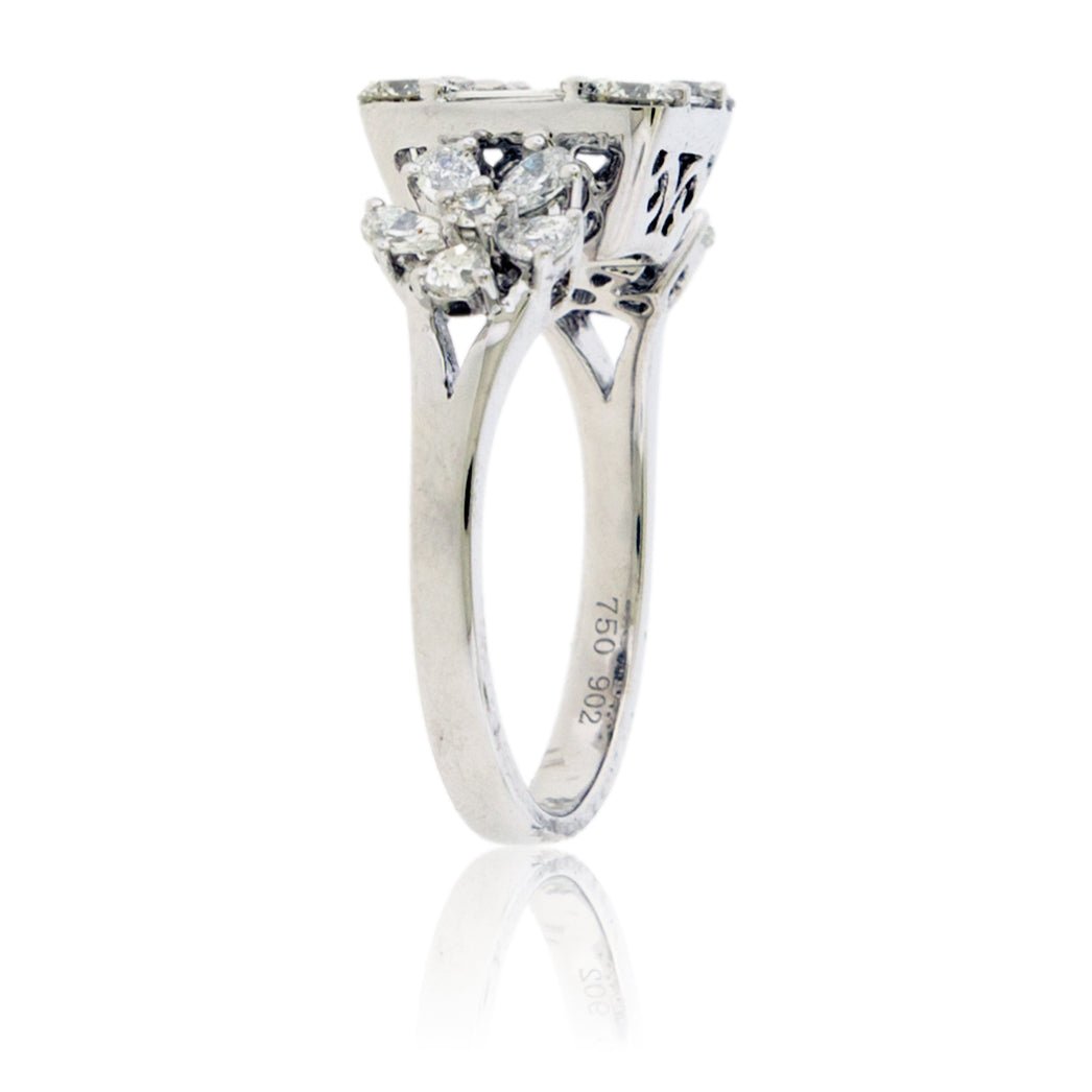 Baguette & Round Diamond Cluster Style Ring - Park City Jewelers