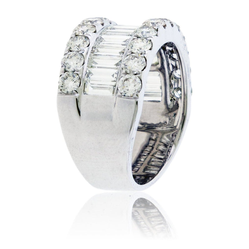 Baguette & Round Diamond Lined Style Ring - Park City Jewelers