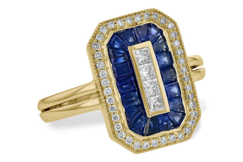 Baguette Sapphire & Diamond Classic Style Halo Ring - Park City Jewelers