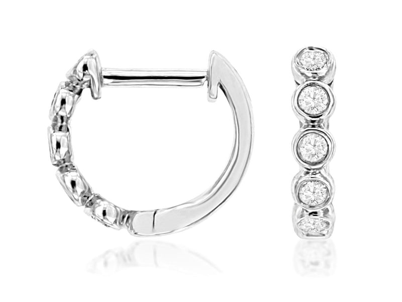 Bezel Set Diamond Huggie Hoop Earrings - Park City Jewelers