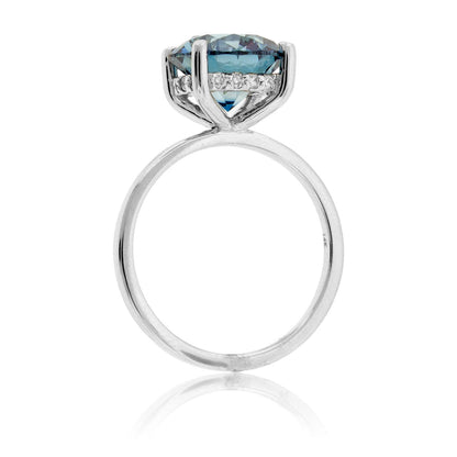 Blue Lab Grown Diamond Hidden Halo Ring - Park City Jewelers