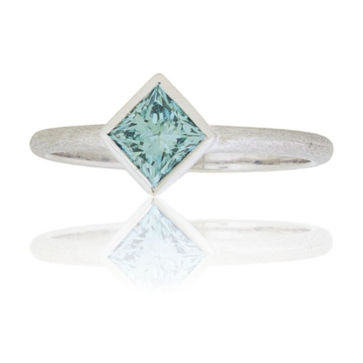 Blue Lab Grown Diamond Solitaire Bezel Ring - Park City Jewelers