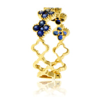 Blue Sapphire & Diamond Clover Stackable Style Band - Park City Jewelers