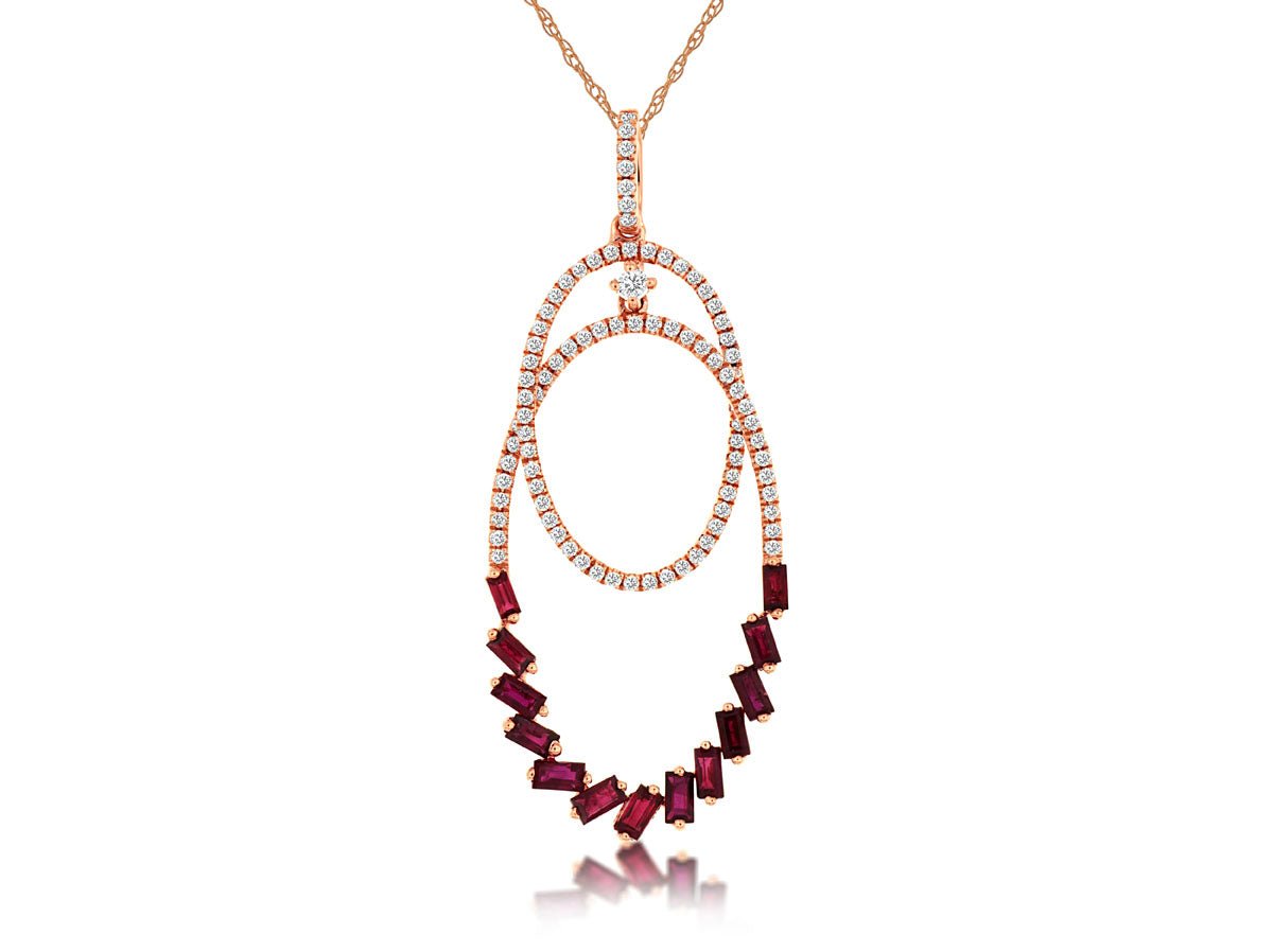Blue Sapphire & Diamond Double Oval Style Pendant - Park City Jewelers