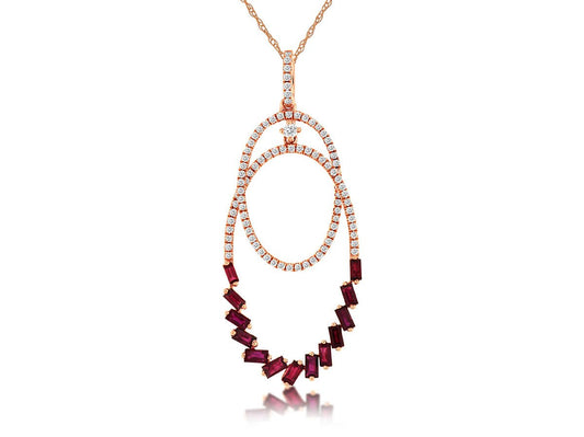 Blue Sapphire & Diamond Double Oval Style Pendant - Park City Jewelers