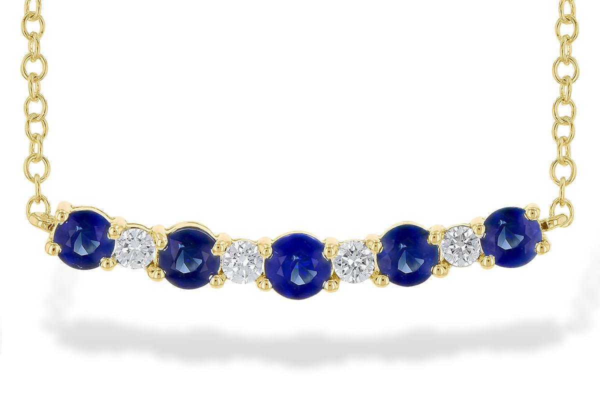 Blue Sapphire & Diamond Horizontal Bar Necklace - Park City Jewelers