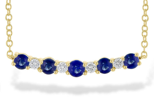 Blue Sapphire & Diamond Horizontal Bar Necklace - Park City Jewelers
