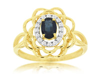 Blue Sapphire & Flower Style Ring - Park City Jewelers