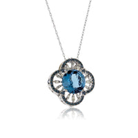 Blue Topaz & Blue Diamond Pendant - Park City Jewelers