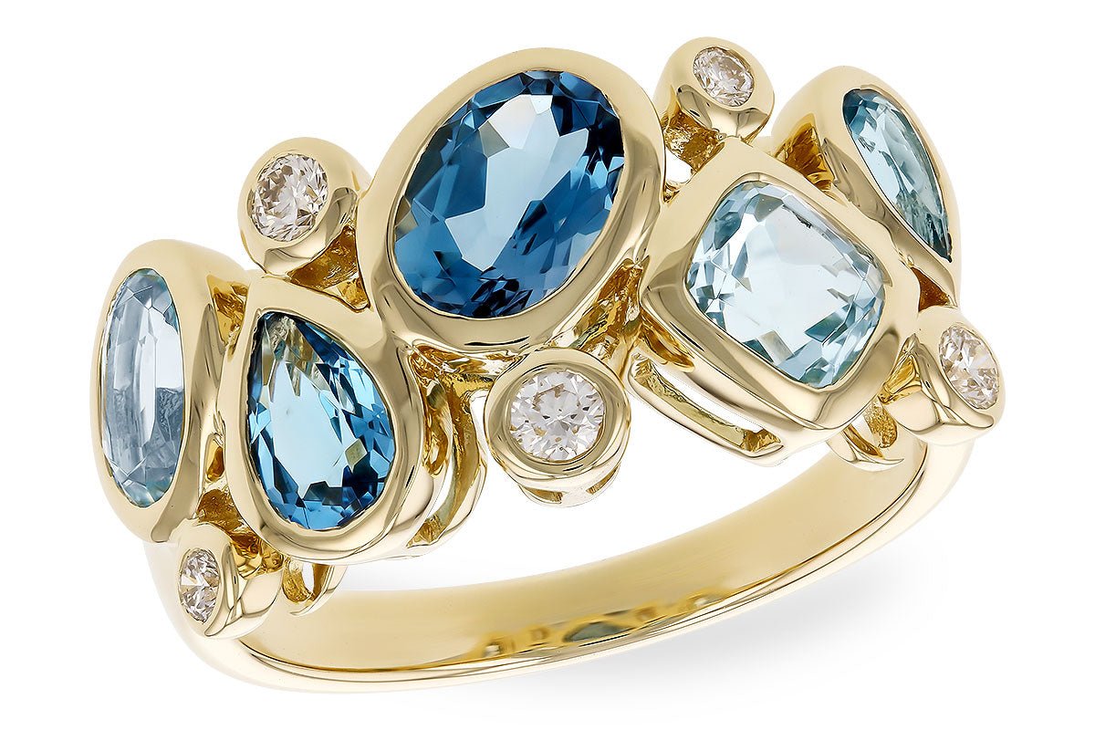 Blue Topaz & Diamond Bezel Ring - Park City Jewelers