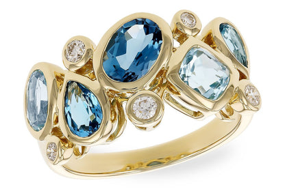 Blue Topaz & Diamond Bezel Ring - Park City Jewelers
