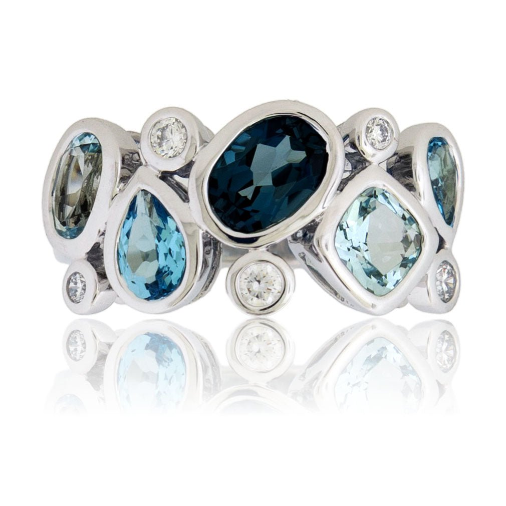 Blue Topaz & Diamond Bezel Ring - Park City Jewelers