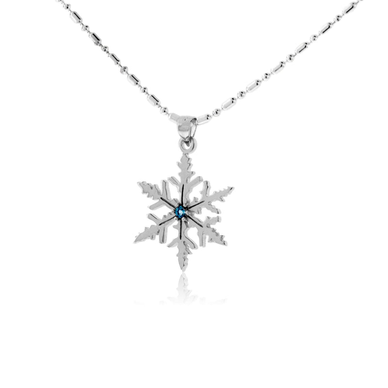 Blue Topaz Snowflake Necklace and Dangle Earrings Set - Park City Jewelers