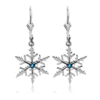 Blue Topaz Snowflake Necklace and Dangle Earrings Set - Park City Jewelers