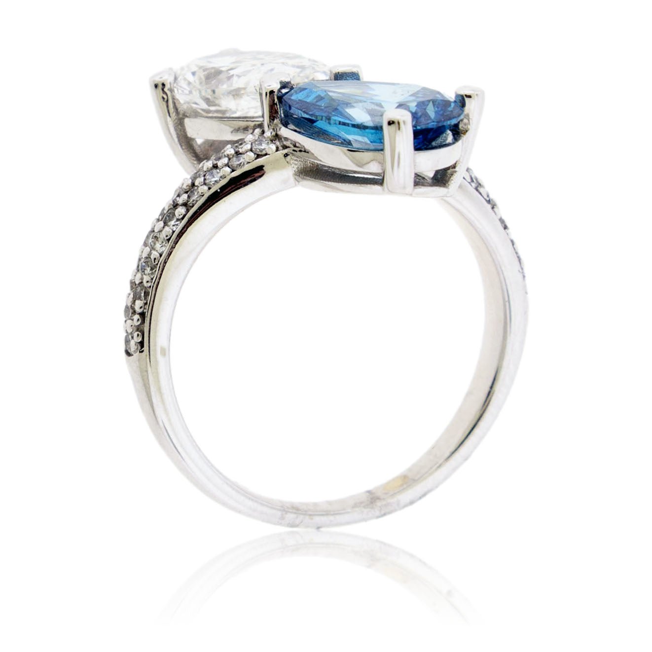 Blue & White Lab Grown Diamond Bypass Ring - Park City Jewelers