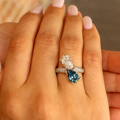 Blue & White Lab Grown Diamond Bypass Ring - Park City Jewelers