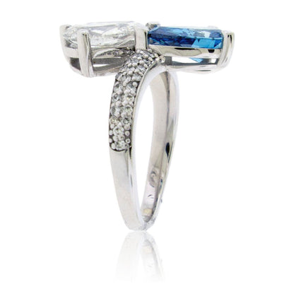 Blue & White Lab Grown Diamond Bypass Ring - Park City Jewelers