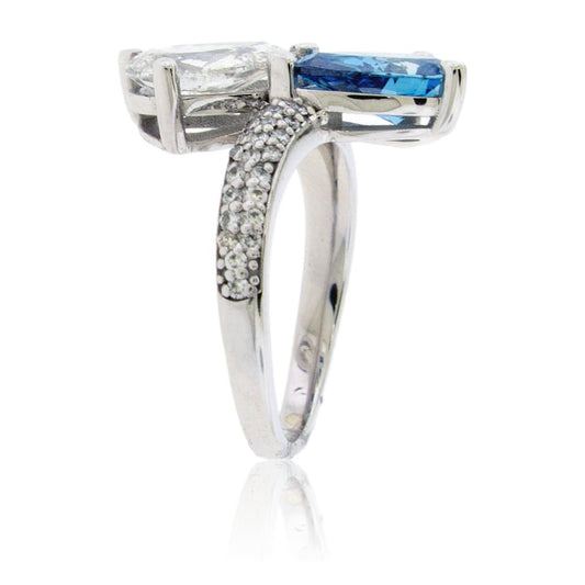 Blue & White Lab Grown Diamond Bypass Ring - Park City Jewelers