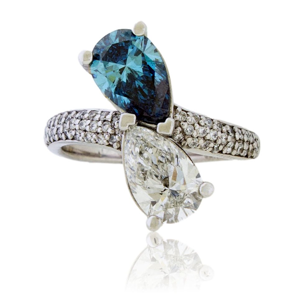 Blue & White Lab Grown Diamond Bypass Ring - Park City Jewelers