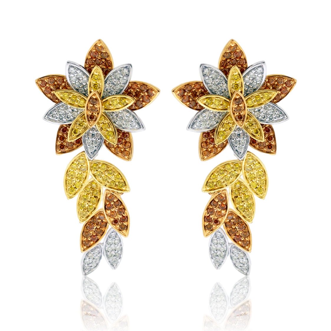 Brown, Yellow, and White Diamond Dangle Earrings - Park City Jewelers