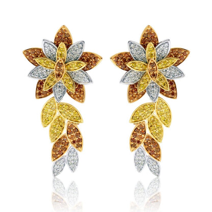 Brown, Yellow, and White Diamond Dangle Earrings - Park City Jewelers